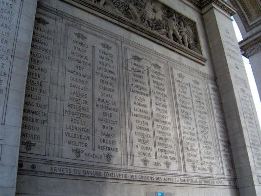 Paris arc de triomphe inscriptions 3